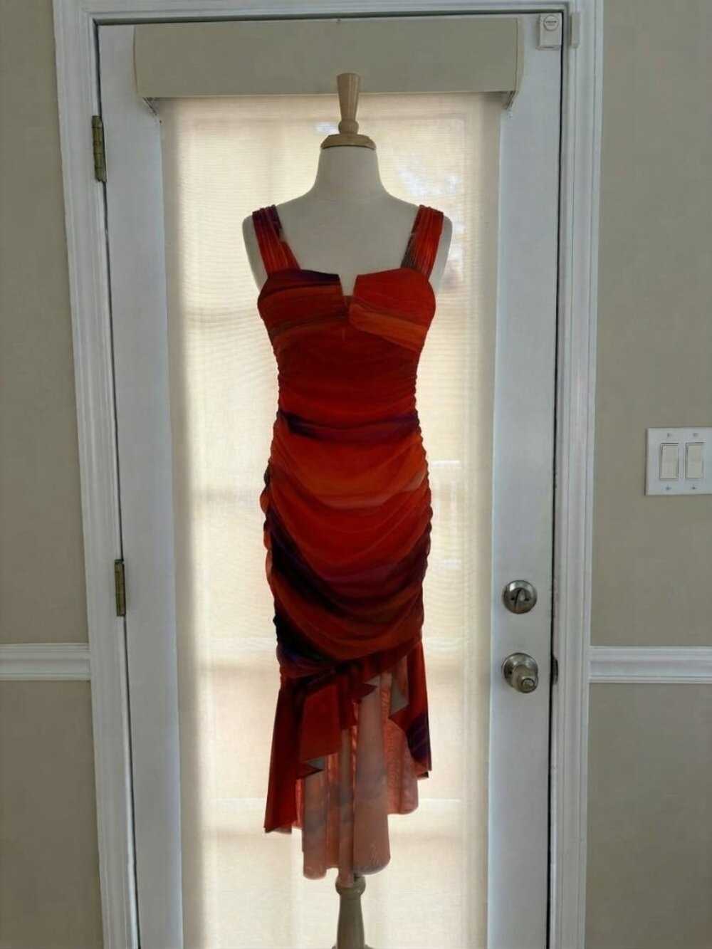 Hello Molly Gemma Loves Mesh Midi Dress - Sunset Orange
